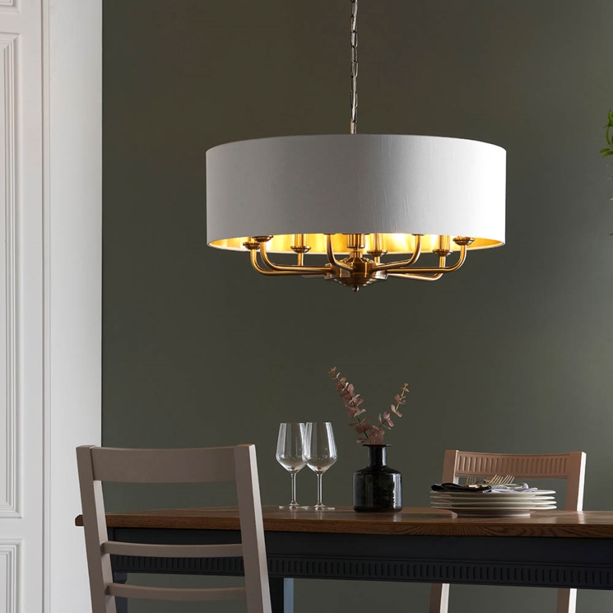 Endon 98938 - Kronleuchter mit Kette HIGHCLERE 8xE14/40W/230V Ø 70 cm weiß/messing