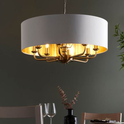 Endon 98938 - Kronleuchter mit Kette HIGHCLERE 8xE14/40W/230V Ø 70 cm weiß/messing
