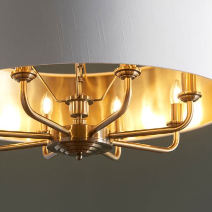 Endon 98938 - Kronleuchter mit Kette HIGHCLERE 8xE14/40W/230V Ø 70 cm weiß/messing