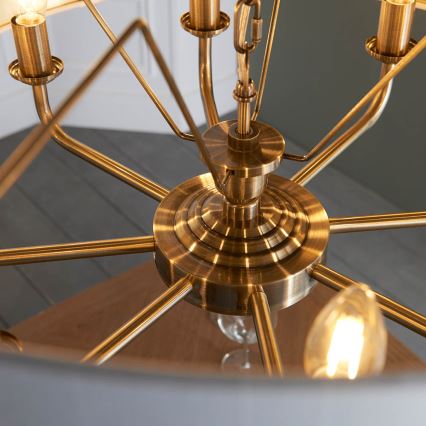 Endon 98938 - Kronleuchter mit Kette HIGHCLERE 8xE14/40W/230V Ø 70 cm weiß/messing
