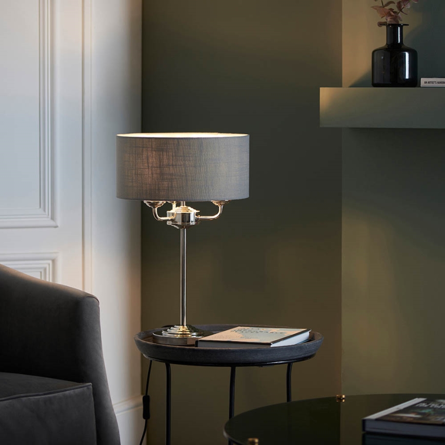 Endon 99149 - Tischleuchte HIGHCLERE 3xE14/18W/230V grau/glänzendes Chrom d 32 cm
