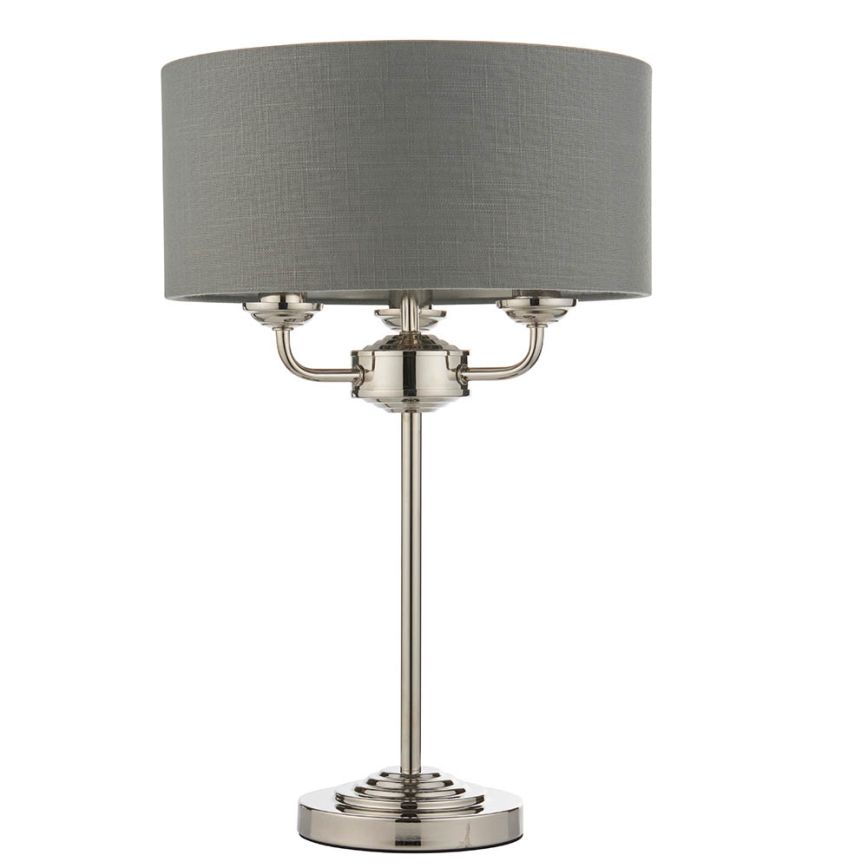 Endon 99149 - Tischleuchte HIGHCLERE 3xE14/18W/230V grau/glänzendes Chrom d 32 cm