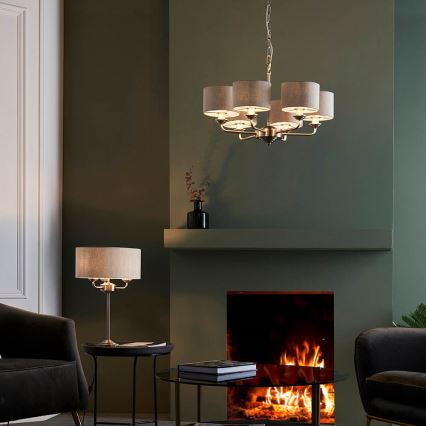 Endon 99151 - Kronleuchter an Kette HIGHCLERE 6xE14/28W/230V grau/matt-chrom Ø 53 cm