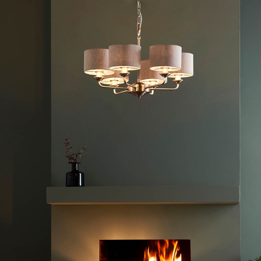 Endon 99151 - Kronleuchter an Kette HIGHCLERE 6xE14/28W/230V grau/matt-chrom Ø 53 cm