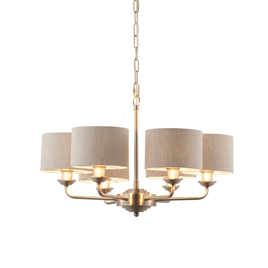 Endon 99151 - Kronleuchter an Kette HIGHCLERE 6xE14/28W/230V grau/matt-chrom Ø 53 cm