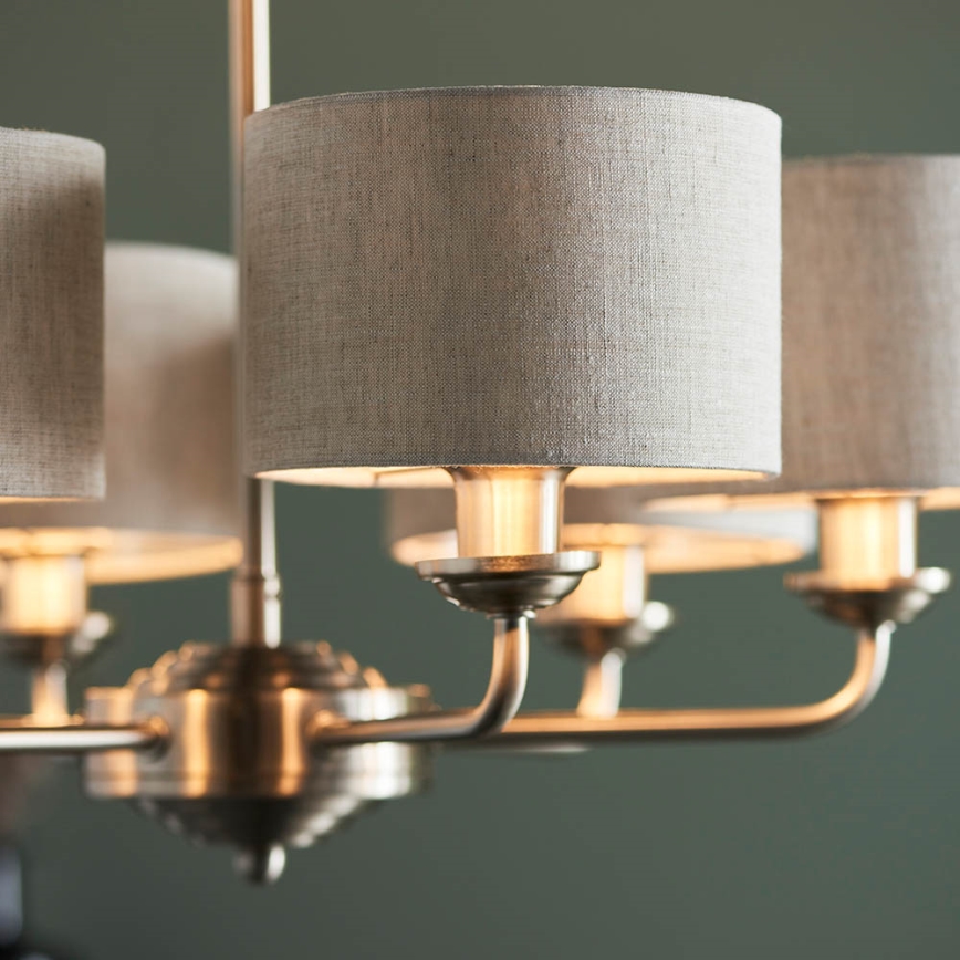 Endon 99151 - Kronleuchter an Kette HIGHCLERE 6xE14/28W/230V grau/matt-chrom Ø 53 cm