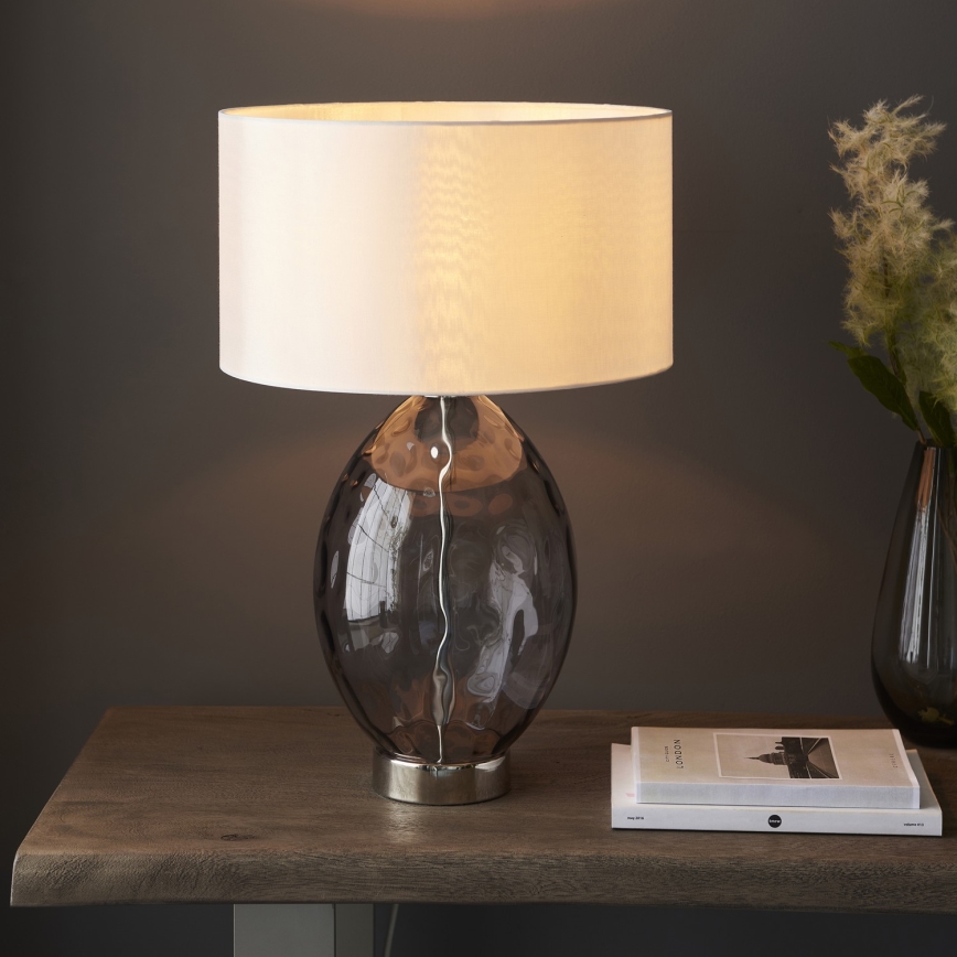 Endon 99581 - Dimmbare Tischlampe ERIN 1xE27/10W/230V creme/mattchrom/rauchschwarz