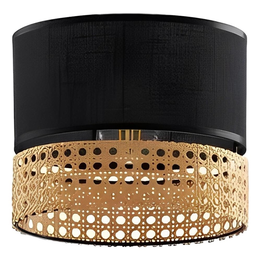 Ersatzlampenschirm für Hängeleuchte PAGLIA E27 16x20 cm schwarz/Rattan