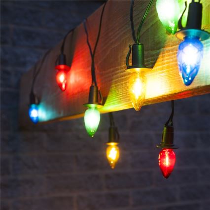 Erweiterbare LED-Außen-Lichterkette CONE FILAMENT 20xE10 14m mehrfarbig/warmweiß IP44, Hergestellt in Tschechien