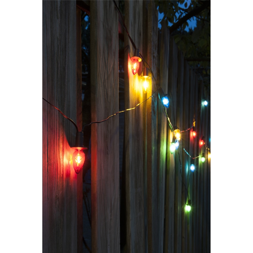 Erweiterbare LED-Außen-Lichterkette CONE FILAMENT 20xE10 14m mehrfarbig/warmweiß IP44, Hergestellt in Tschechien