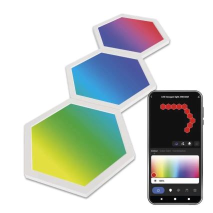 SET 3x LED RGBIC+CCT dimmbare Panel - Erweiterung 3xLED/1,8W/230V Wi-Fi Tuya