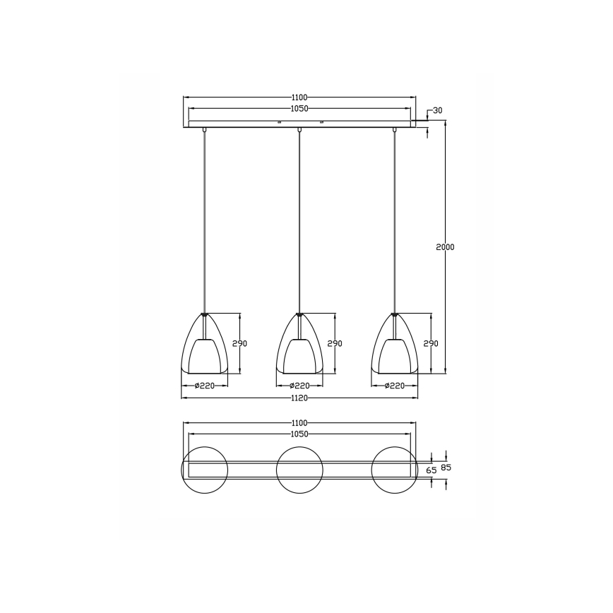 Fabas Luce 3673-48-125 - Hängeleuchte an Schnur BRITTON 3xE27/40W/230V golden