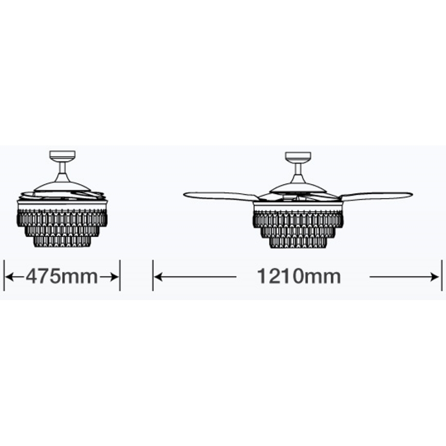 FANAWAY 212923 - LED-Deckenventilator VEIL 6xE14/4,5W/230V glänzendes Chrom + Fernbedienung