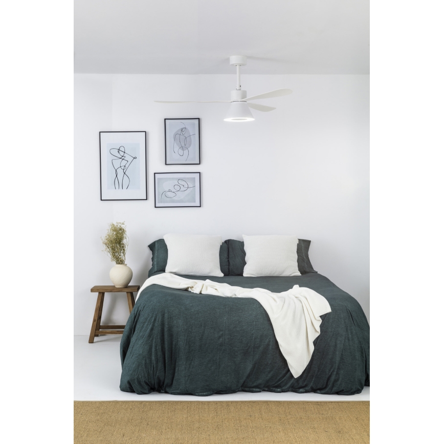 FARO 33760WT-22 - LED Dimmbare Deckenventilator AMELIA L CONE LED/20W/230V 2700/3500/5000K Weiß Ø 132 cm Wi-Fi Tuya + Fernbedienung