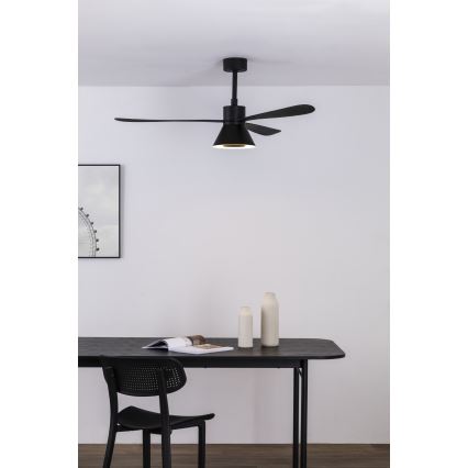 FARO 33761WT-23 - LED Dimmbare Deckenventilator AMELIA L CONE LED/20W/230V 2700/3500/5000K schwarz (Durchmesser 132 cm) Wi-Fi Tuya + Fernbedienung