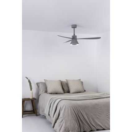 FARO 33762WT-24 - LED Dimmbare Deckenventilator AMELIA L CONE LED/20W/230V 2700/3500/5000K grau (Durchmesser 132 cm) Wi-Fi Tuya + Fernbedienung