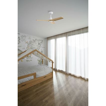 FARO 33805WT - Deckenventilator HEYWOOD S Holz/Weiß Ø 90 cm Wi-Fi Tuya + Fernbedienung