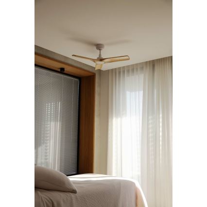 FARO 33805WT - Deckenventilator HEYWOOD S Holz/Weiß Ø 90 cm Wi-Fi Tuya + Fernbedienung