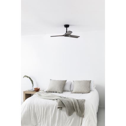 FARO 33806WT - Deckenventilator HEYWOOD S Holz/Schwarz Ø 90 cm Wi-Fi Tuya + Fernbedienung