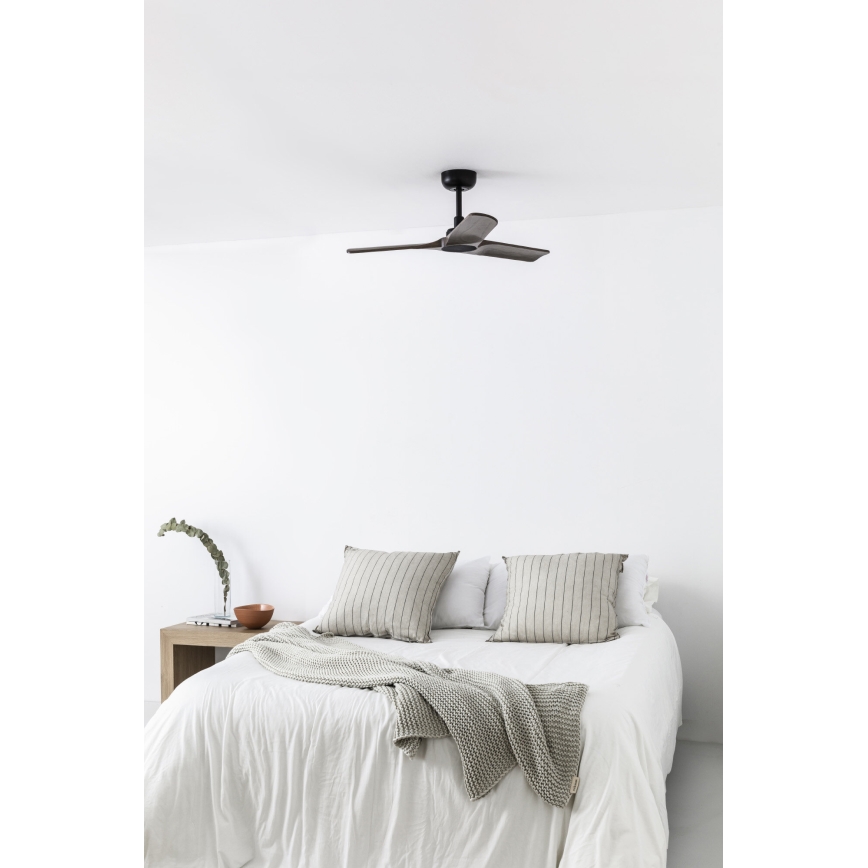 FARO 33806WT - Deckenventilator HEYWOOD S Holz/Schwarz Ø 90 cm Wi-Fi Tuya + Fernbedienung