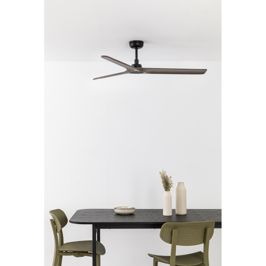 FARO 33809WT - Deckenventilator HEYWOOD L Holz/Schwarz Ø 132 cm Wi-Fi Tuya + Fernbedienung