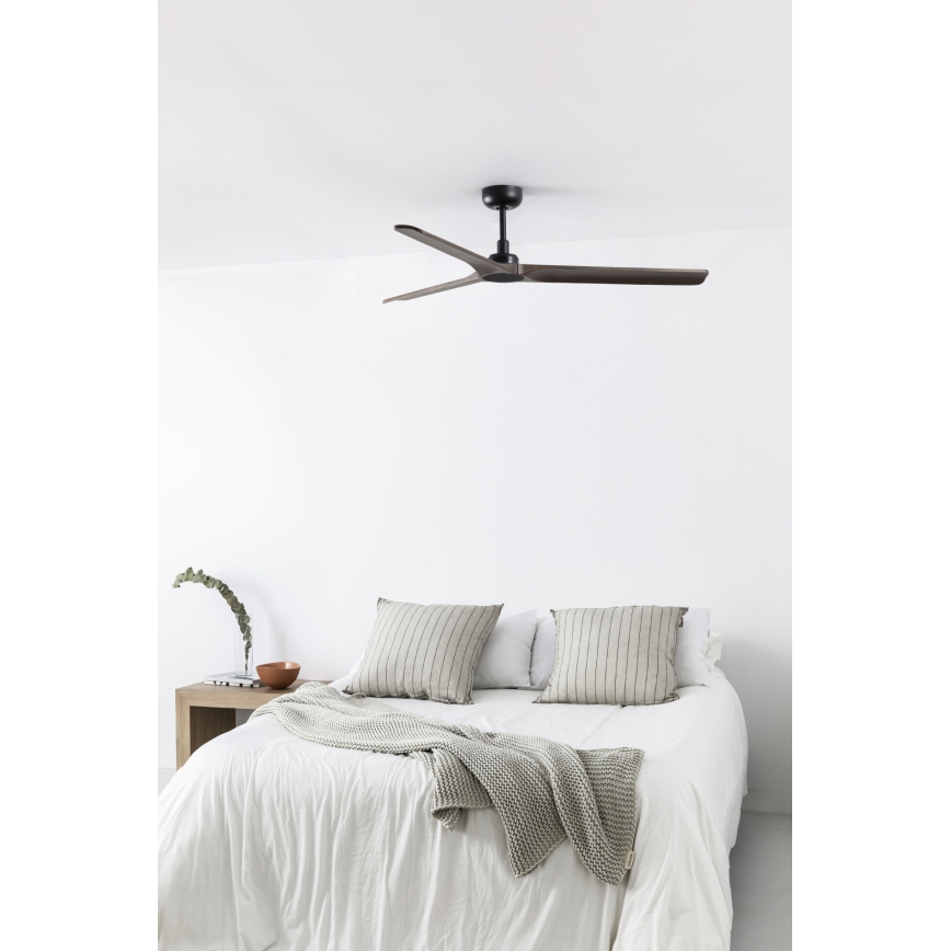 FARO 33809WT - Deckenventilator HEYWOOD L Holz/Schwarz Ø 132 cm Wi-Fi Tuya + Fernbedienung