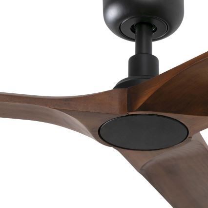 FARO 33809WT - Deckenventilator HEYWOOD L Holz/Schwarz Ø 132 cm Wi-Fi Tuya + Fernbedienung