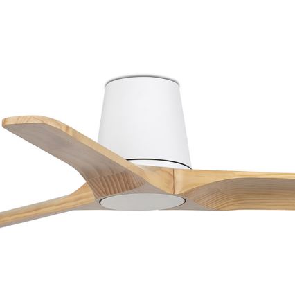 FARO 33836WT - Deckenventilator HEYWOOD TUB S Kiefer/Weiß Ø 90 cm Wi-Fi Tuya + Fernbedienung