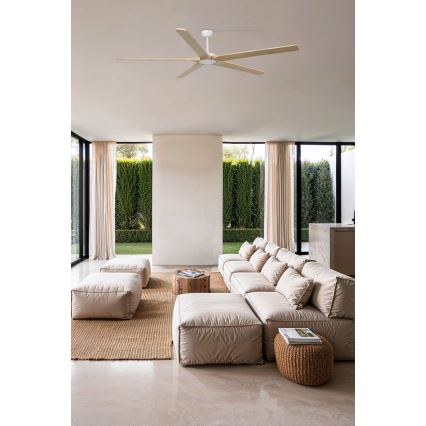 FARO 34191WT - Deckenventilator BIGWOOD XL Kiefer/Weiß Ø 200 cm Wi-Fi Tuya + Fernbedienung
