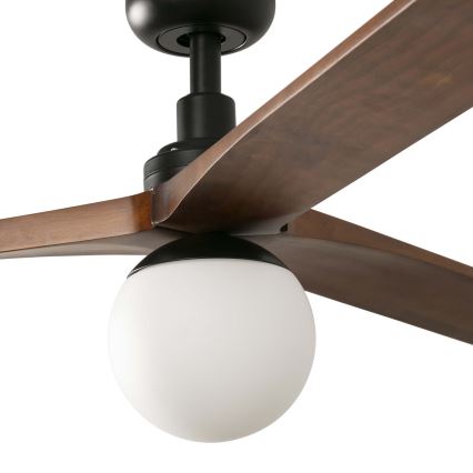 FARO 34276WT-11L - Deckenventilator KLIM L 1xE27/15W/230V Nussbaum/Schwarz Ø 150 cm Wi-Fi Tuya + Fernbedienung