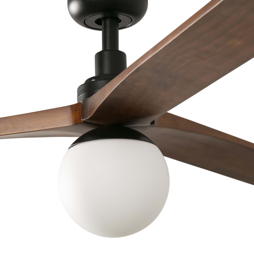 FARO 34276WT-11L - Deckenventilator KLIM L 1xE27/15W/230V Nussbaum/Schwarz Ø 150 cm Wi-Fi Tuya + Fernbedienung
