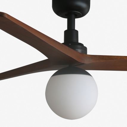 FARO 34277WT-11L - Deckenventilator KLIM M 1xE27/15W/230V Nussbaum/Schwarz Ø 125 cm Wi-Fi Tuya + Fernbedienung