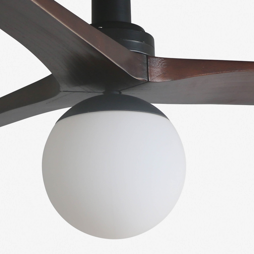 FARO 34278WT-11L - Deckenventilator KLIM S 1xE27/15W/230V Nussbaum/Schwarz Ø 92,5 cm Wi-Fi Tuya + Fernbedienung