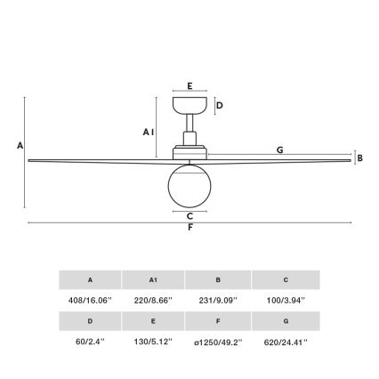 FARO 34283WT-11L - Deckenventilator KLIM M 1xE27/15W/230V Kiefer/Schwarz Ø 125 cm Wi-Fi Tuya + Fernbedienung