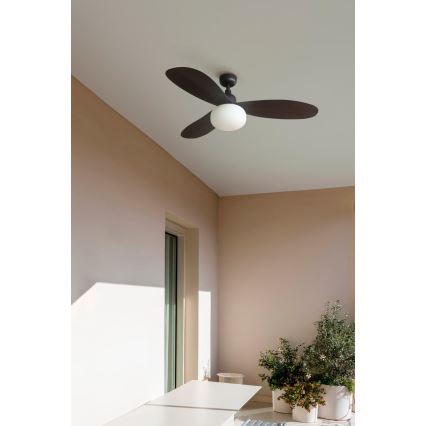 FARO 34301-11L - Deckenventilator PALMA 1xE27/15W/230V braun Ø 129 cm IP44 + Fernbedienung