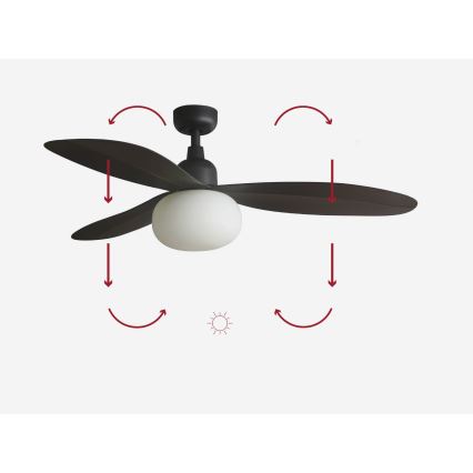 FARO 34301-11L - Deckenventilator PALMA 1xE27/15W/230V braun Ø 129 cm IP44 + Fernbedienung