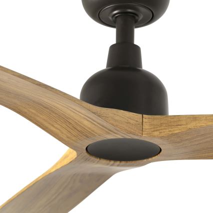 FARO 34360WT - Deckenventilator OUTWOOD L braun/schwarz pr. 150 cm Wi-Fi Tuya IP44 + Fernbedienung