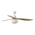 FARO 34361WT-11L - Deckenventilator OUTWOOD L 1xE27/15W/230V braun/weiß Durchmesser 150 cm Wi-Fi Tuya IP44 + Fernbedienung