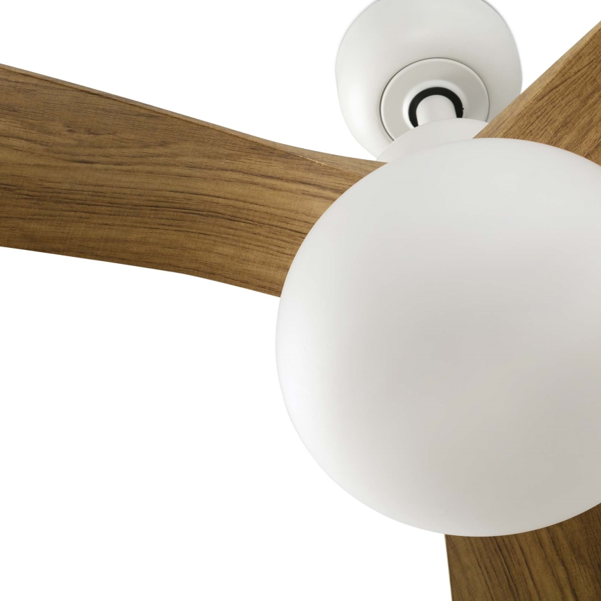 FARO 34361WT-11L - Deckenventilator OUTWOOD L 1xE27/15W/230V braun/weiß Durchmesser 150 cm Wi-Fi Tuya IP44 + Fernbedienung