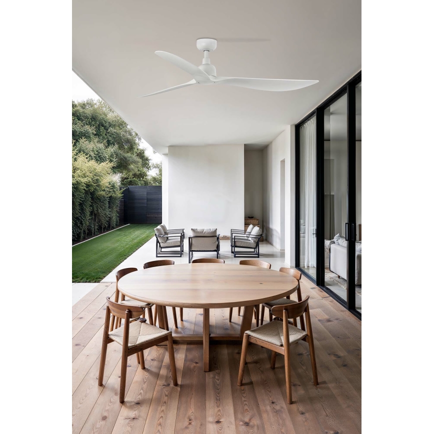 FARO 34363WT - Deckenventilator OUTWOOD L weiß Durchmesser 150 cm Wi-Fi Tuya IP44 + Fernbedienung