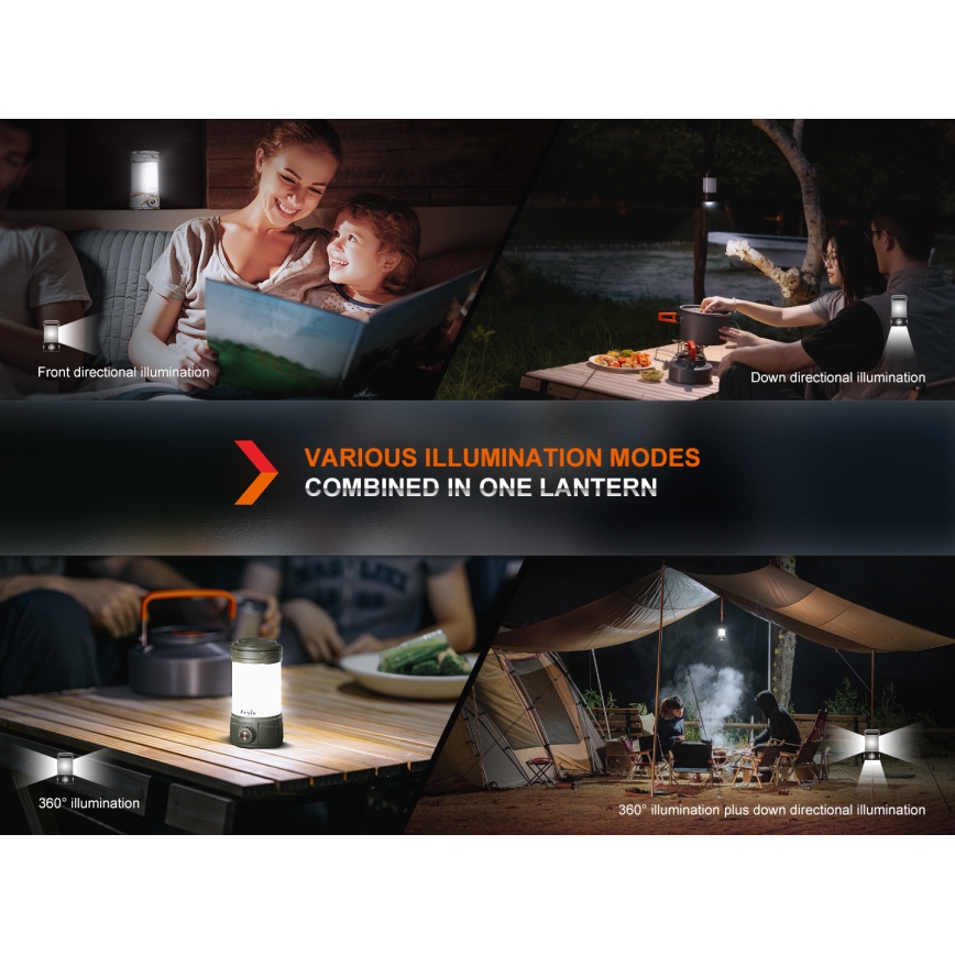 Fenix CL26RPROCAM - Tragbare, aufladbare LED-Leuchte mit Dimm-Funktion LED/USB IP66 650 lm 408 h 5000 mAh grau