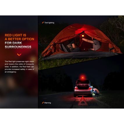 Fenix CL26RPROCAM - Tragbare, aufladbare LED-Leuchte mit Dimm-Funktion LED/USB IP66 650 lm 408 h 5000 mAh grau