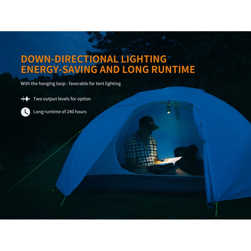 Fenix CL26RRED - Tragbare, aufladbare LED-Leuchte mit Dimm-Funktion LED/USB/2xCR123A IP66 400 lm 400 h 2600 mAh orange