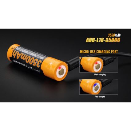 Fenix FE18650LI35USB - 1 Stück USB-Akku/3,6V 3500 mAh wiederaufladbar