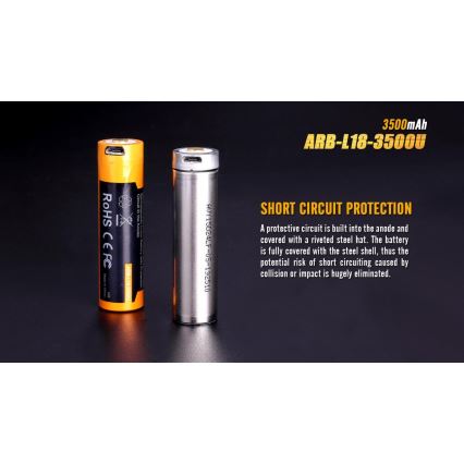 Fenix FE18650LI35USB - 1 Stück USB-Akku/3,6V 3500 mAh wiederaufladbar