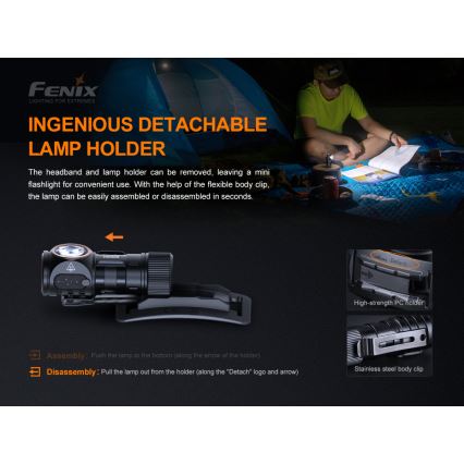 Fenix HM50RV20 - Aufladbare LED-Stirnlampe 3xLED/USB/1xCR123A IP68 700 glänzend 120 h 700 mAh