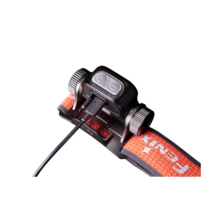 Fenix HM65RTV20BLC - Dimmbare, aufladbare LED-Stirnlampe LED/USB IP68 3400 mAh schwarz/orange