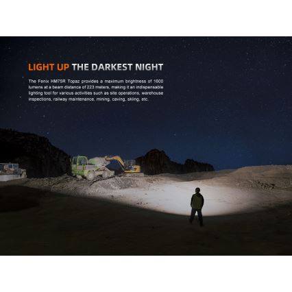 Fenix HM75RTOPAZ - Dimmbare, aufladbare LED-Stirnlampe LED/USB IP68 1600 glänzend 210 h 4000 mAh