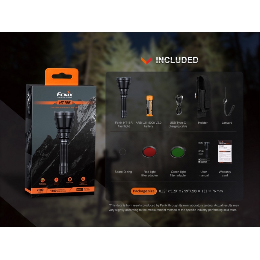 Fenix HT18R - Dimmbare, aufladbare LED-Taschenlampe LED/1x21700 IP68 2800 lm 42 h 5000 mAh