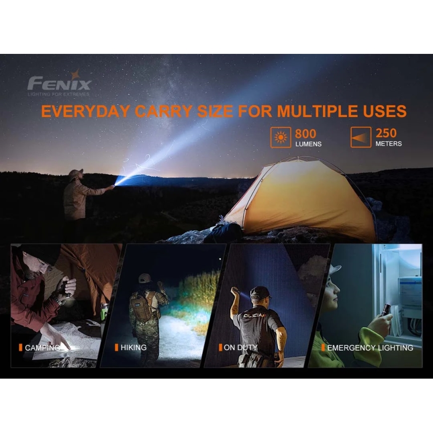 Fenix PD25R - Aufladbare LED-Taschenlampe LED/USB/1xCR123A IP68 800 lm 70 h 700 mAh